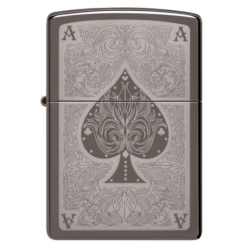 Detalji površine: ZIPPO Black Ace Filigree 28323 – detaljan prikaz luksuznog filigranskog dizajna