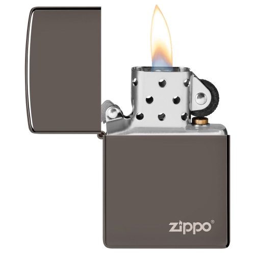 Otvoren upaljač: ZIPPO Black Ice Zipp 150ZL – otvoren poklopac i mehanizam