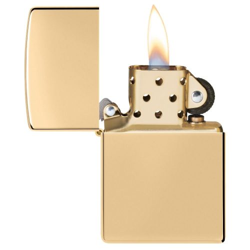 Otvoren upaljač: ZIPPO Armor® High Polish Brass 169 – otvoren poklopac i mehanizam