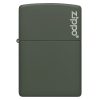 Detalji površine: ZIPPO Green Matte 221ZL – detaljan prikaz mat završne obrade i logotipa