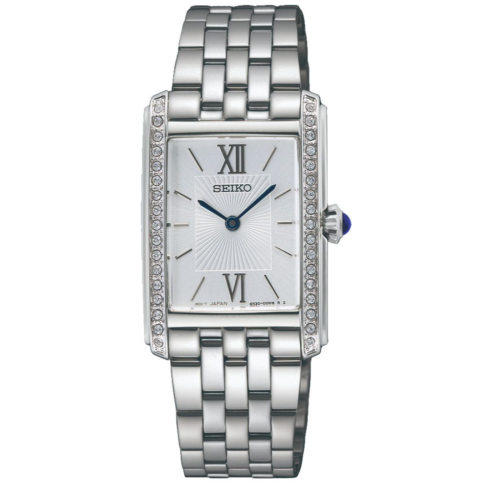zenski sat sa kristalima Seiko silver