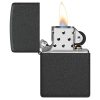 ZIPPO Black Crackle 236 – otvoren poklopac sa vidljivim mehanizmom