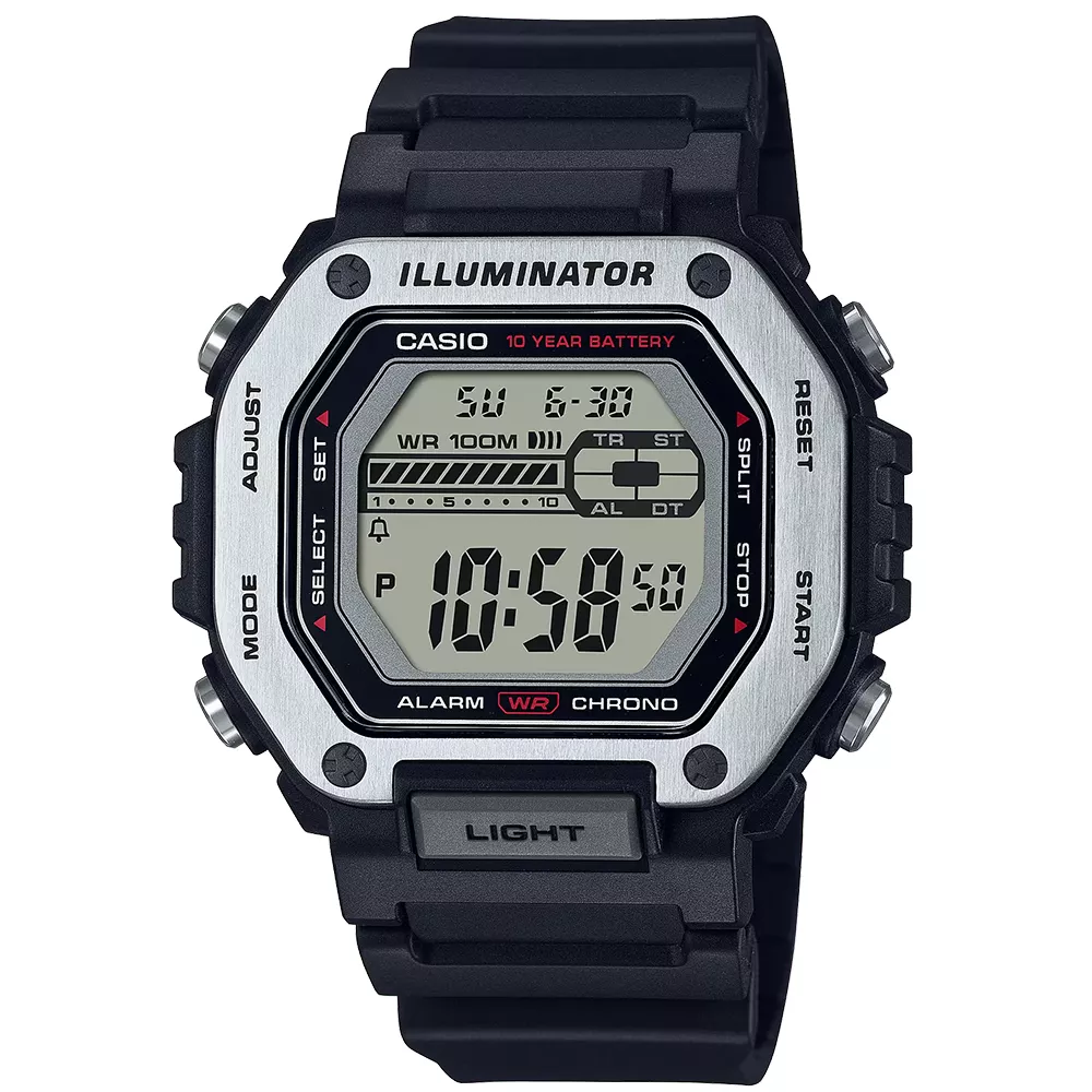 Casio MWD-110H-1AVEF digitalni sportski ručni sat sa crnim kućištem i narukvicom.