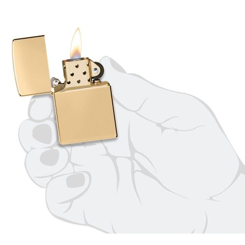 Elegantni ZIPPO upaljač 254B brass visok sjaj slika u ruci