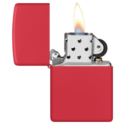Otvoren upaljač: ZIPPO Classic Red Matte 233 – otvoren poklopac sa vidljivim mehanizmom