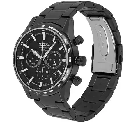 Bočni pogled na SEIKO Chronograph SSB415P1 sa debljinom kućišta od 12 mm i klasičnim dizajnom