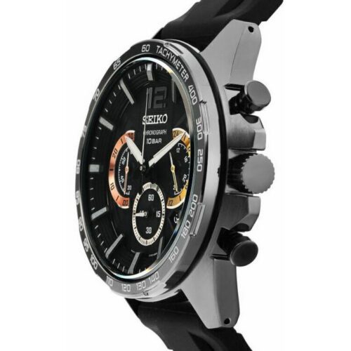 Bočni pogled na SEIKO Chronograph SSB349P1 sa silikonskom narukvicom i preklopnom kopčom
