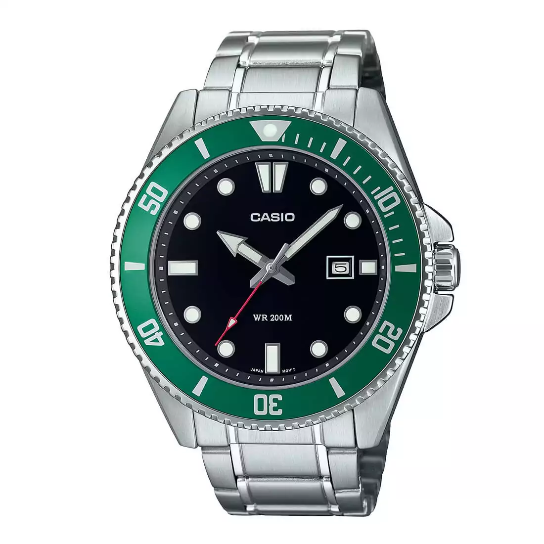 Casio MDV-107D-3AVEF muški ručni sat sa crnim brojčanikom, srebrnim kućištem i rotirajućom koronkom