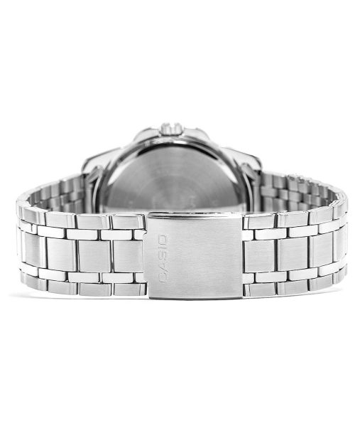 Bočni i zadnji pogled na Casio MTP-1314PD-1AVEF, prikazivanje debljine kućišta od 10 mm, idealan za udobno nošenje