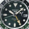 Detalj srebrnog čeličnog kućišta Seiko SSK035K1 Automatic GMT 5 Sports muškog sata, sa okruglim oblikom i debljinom od 14 mm. Kvalitetan materijal i dizajn koji pružaju dugotrajan vizualni i funkcionalni efekat