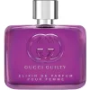 Gucci Guilty Elixir Pour Femme bočica parfema – tamnoljubičasti dizajn sa luksuznim zlatnim akcentima, koji predstavljaju eleganciju i senzualnost.