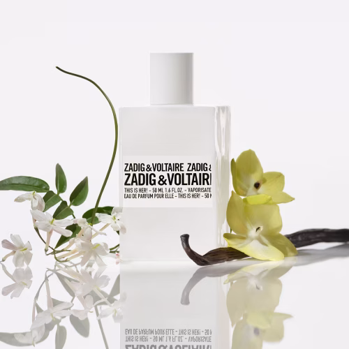 Zadig & Voltaire This Is Her mirisne note – jasmin, ružičasti biber, kesten, šlag, sandalovina i vanilija u toploj i zavodljivoj ženskoj kompoziciji.