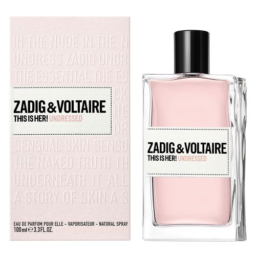 Zadig & Voltaire This Is Her! Undressed pakovanje – moderno i minimalističko pakovanje u nude nijansi koje naglašava čistu i senzualnu prirodu parfema.