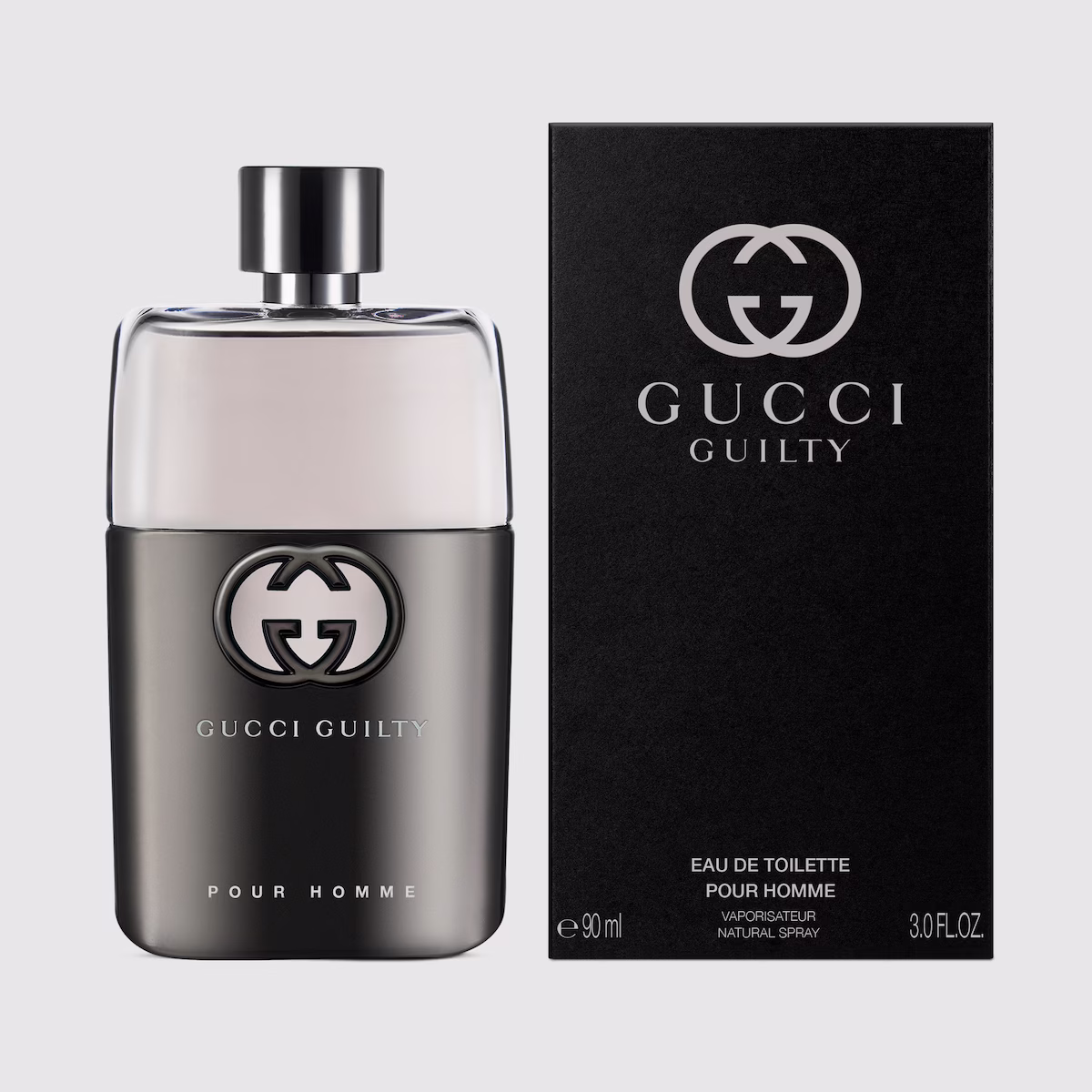 Gucci Guilty EDT kutija – luksuzno i dekorativno pakovanje sa prepoznatljivim Gucci dizajnom, idealno za poklon ili kao deo muške parfemske kolekcije.