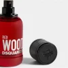 Detalj bočice Dsquared Wood Red sa modernim linijam