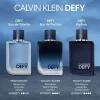 Detalj bočice Calvin Klein Defy Parfum sa tamnim i sofisticiranim linijama sva 3 parfema i edp i parfum