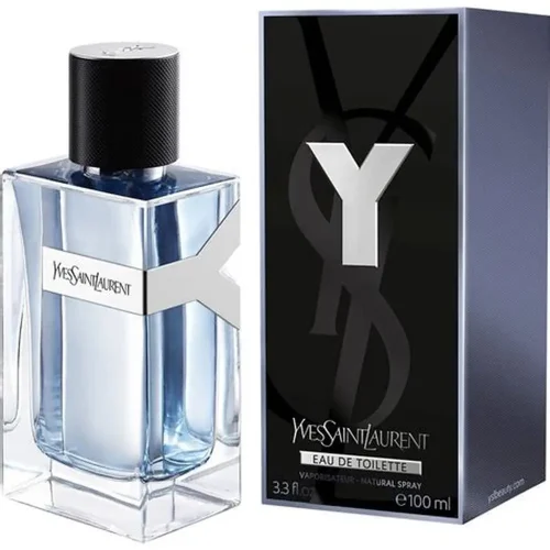 YSL Y EDT pakovanje – elegantna plava i crna kutija sa minimalističkim YSL dizajnom koja simbolizuje moderan i urban stil mirisa.