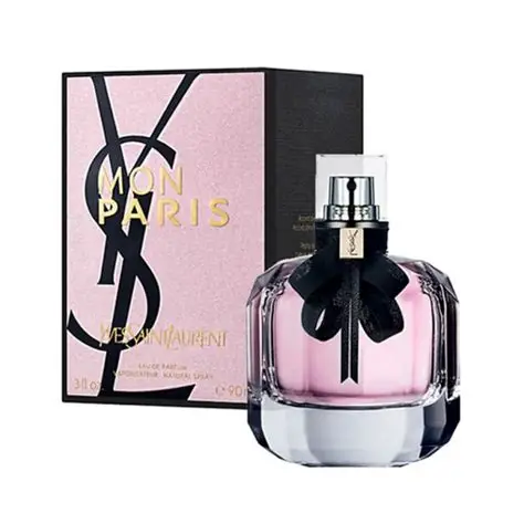 YSL Mon Paris EDP pakovanje – moderno i elegantno crno-roze pakovanje koje odražava romantičan, ženstven i sofisticiran karakter parfema.