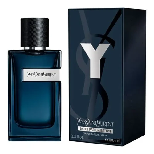YSL Y Intense EDP pakovanje – luksuzna tamnoplava kutija sa YSL dizajnom, koja naglašava moćnu i sofisticiranu prirodu parfema.