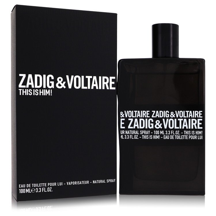 Zadig & Voltaire This Is Him EDT pakovanje – elegantna crna kutija sa prepoznatljivim brend dizajnom koji naglašava snagu i jednostavnost mirisa.