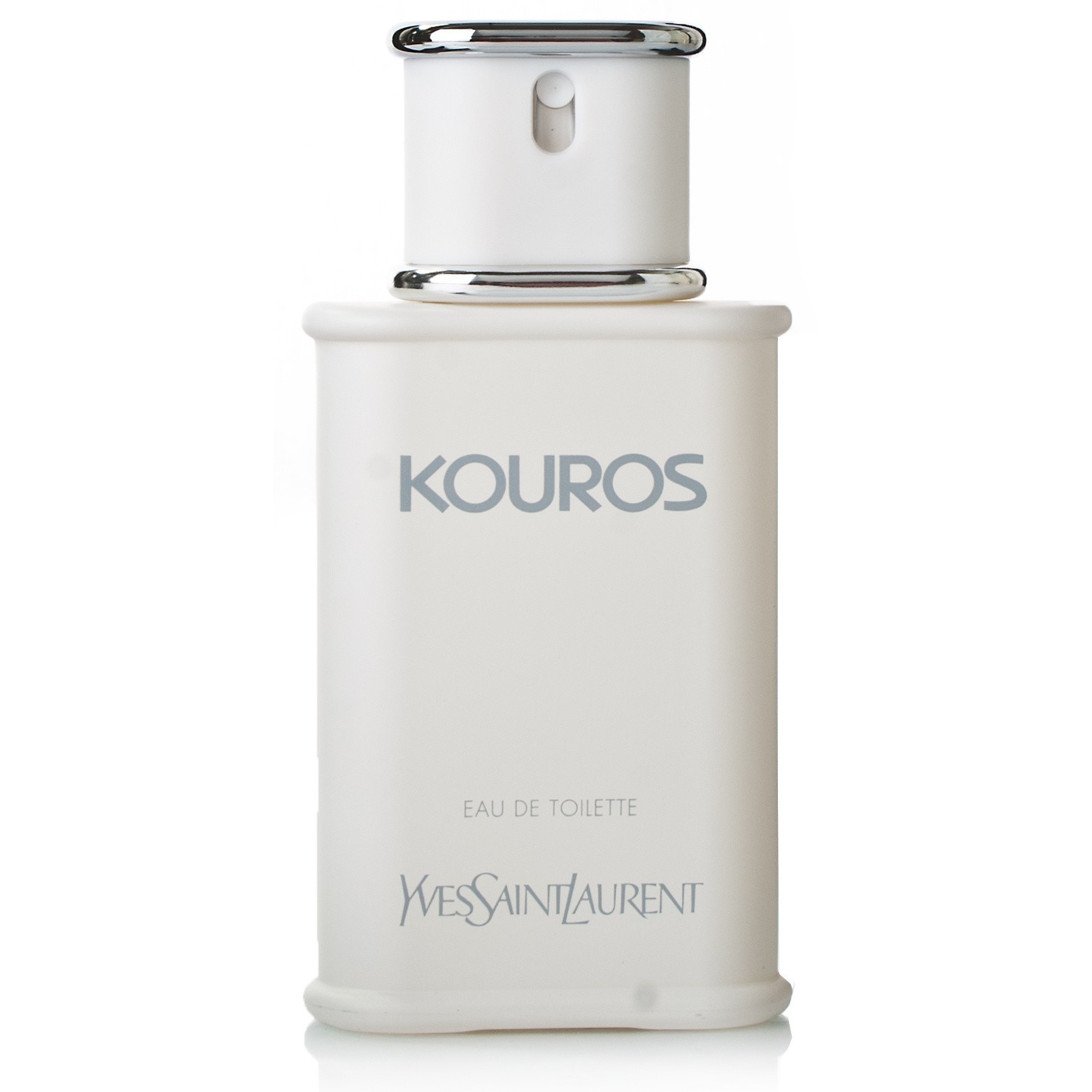YSL Kouros EDT bočica original – kultna bela muška bočica inspirisana antičkim grčkim stubovima, koja simbolizuje muževnost, snagu i karakter parfema.