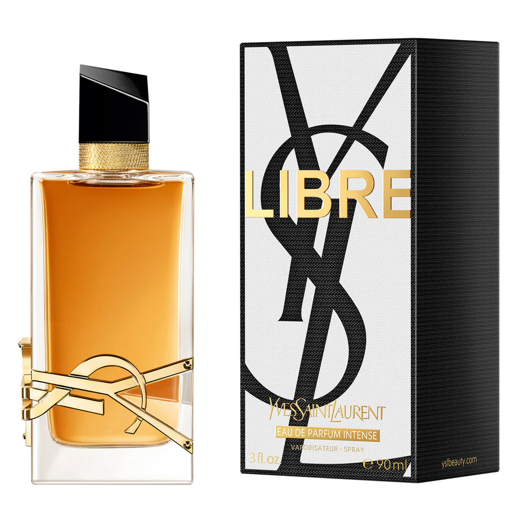 YSL Libre Intense EDP pakovanje – sofisticirana kutija sa zlatno-crnim detaljima koja odražava moć, luksuz i intenzivnu ženstvenost parfema.