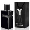 YSL Y Le Parfum pakovanje – tamno elegantno pakovanje sa minimalističkim YSL dizajnom koje naglašava luksuznu i moćnu prirodu mirisa.