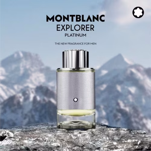 Muški parfem Mont Blanc Explorer Platinum slika u planinama. Muski parfemi za skijanje i planinu
