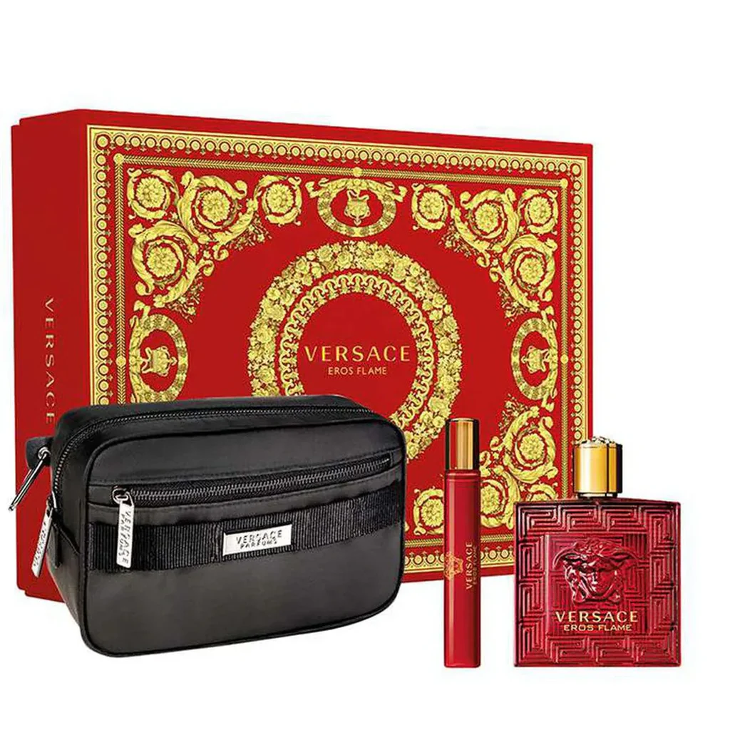 Versace Eros Flame Set 100ML EDP i 10ML EDP sa torbicom za kozmetiku – luksuzni poklon za muškarce.