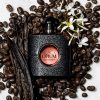 Mirisne note YSL Black Opium Set zenski parfem – Vizualni prikaz nota: kafa, vanila, jasmin, mošus i pačuli u parfemu za žene.