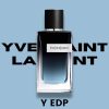 Close-up bočice na plavoj pozadini YSL Y EDP muški parfem – Detaljan prikaz bočice YSL Y EDP, elegantni parfem za moderne muškarce.