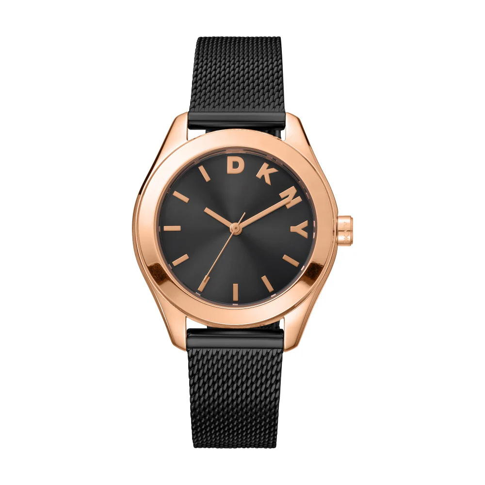 DKNY DK1L032M0065 ženski sat roze zlato sa crnim brojčanikom i crnom mesh narukvicom 34mm"
