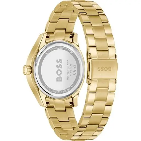 Hugo Boss 1502745 LIDA zenski rucni sat toptaurus.rs 4 Zlatna nerđajuća čelična narukvica Hugo Boss 1502745 LIDA sa preklopnim zatvaračem