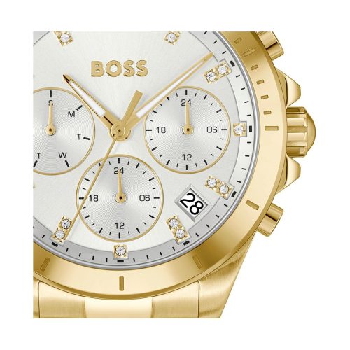 Detaljan prikaz brojčanika Hugo Boss 1502829 ALLEY sa kristalnim indeksima i datumskom funkcijom