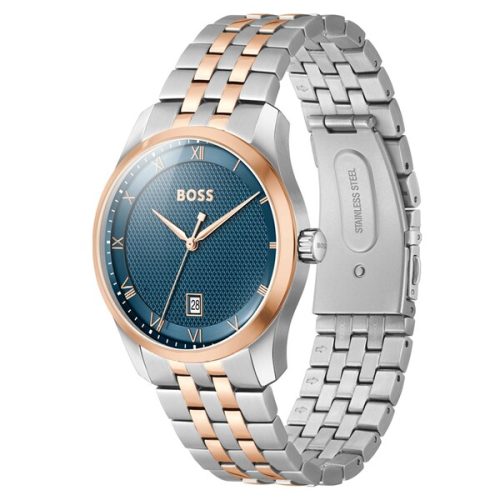 Srebrno čelično kućište Hugo Boss 1514135 PRINCIPLE sa roze zlato detaljima