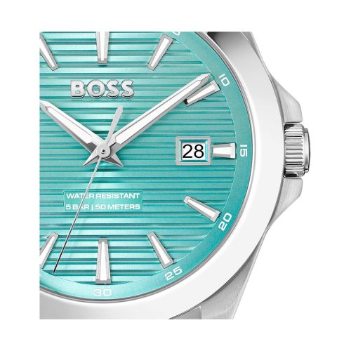 Detaljan prikaz tirkiznog brojčanika Hugo Boss 1514171 STRIKE sa luminiscentnim kazaljkama i indeksima