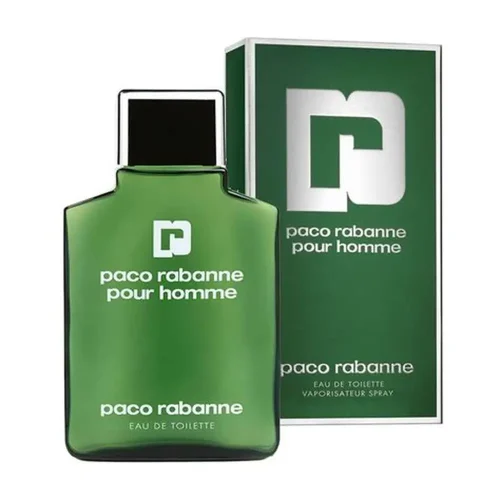 Alt: Pakovanje Paco Rabanne Pour Homme EDT u elegantnoj zelenoj kutiji sa zlatnim detaljima