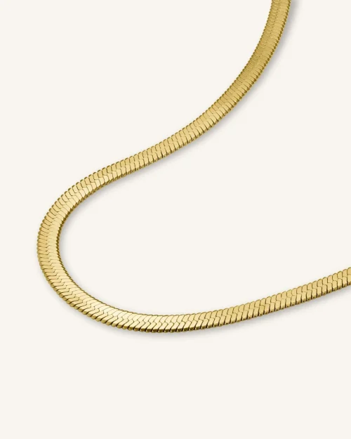 Rosefield JTNFS3G-J379 zlatna ogrlica 14ct – prednji prikaz Flat Snake lanac