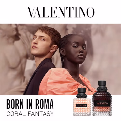 Valentino Uomo Born In Roma Coral Fantasy parfem sa muškarcem i zenom modelom. Valentino Donna Born In Roma kolekcija