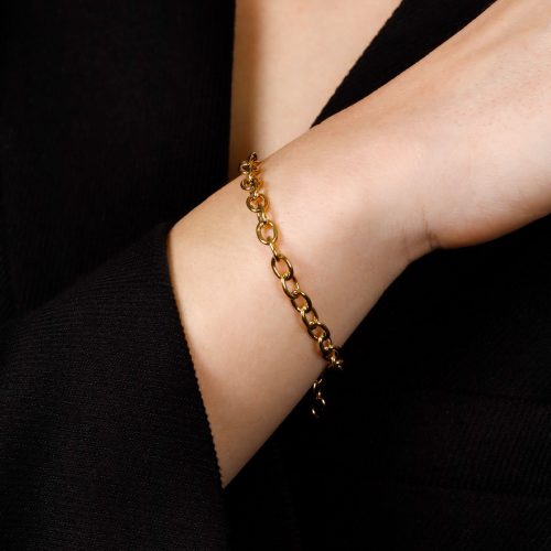 Rosefield Oval Chainlink gold narukvica na ruci zene