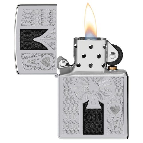 Otvoren upaljač: ZIPPO 24196 – otvoren poklopac i mehanizam