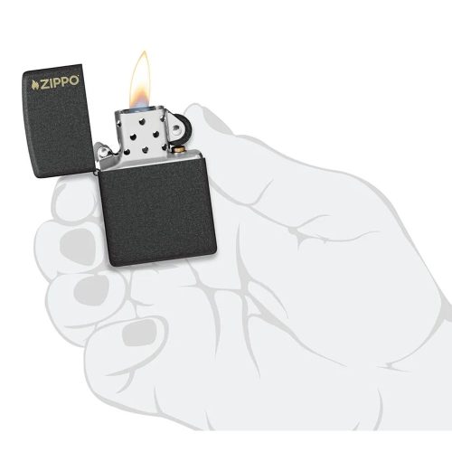 Prikaz u ruci: ZIPPO Zippo Logo CI 236ZL – upaljač prikazan u ruci