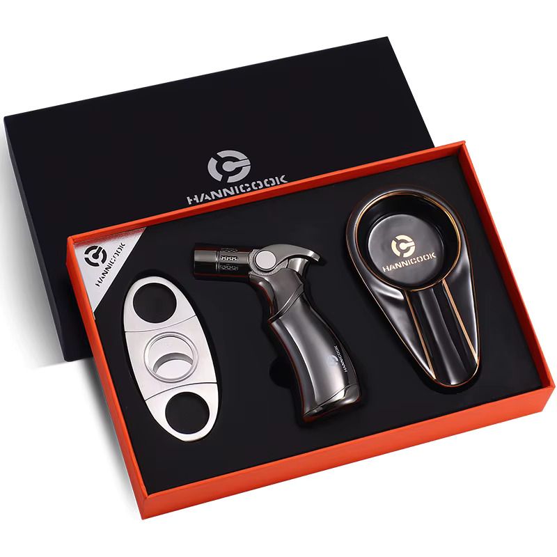 HANNICOOK HC-659-003 gift set sa sekačem, 4 jet upaljačem i keramickom pepeljarom