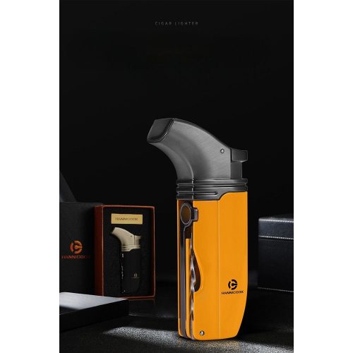 HANNICOOK Multi Jet upaljač metalni T30YL sa busacem i iglom toptaurus.rs 1 HANNICOOK Jet Multi žuti metalni upaljač T30YL