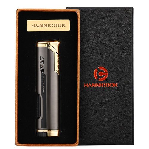 HANNICOOK metalni upaljač Jet Slim HCL-496BK toptaurus.rs 1 HANNICOOK metalni jet upaljač slim dizajn crne boje
