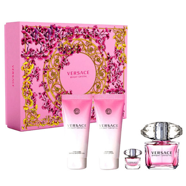 Versace Bright Crystal Set 90 EDP+5ML+100 ml gel za tusiranje +100ml balzam za telo zenski parfemski set
