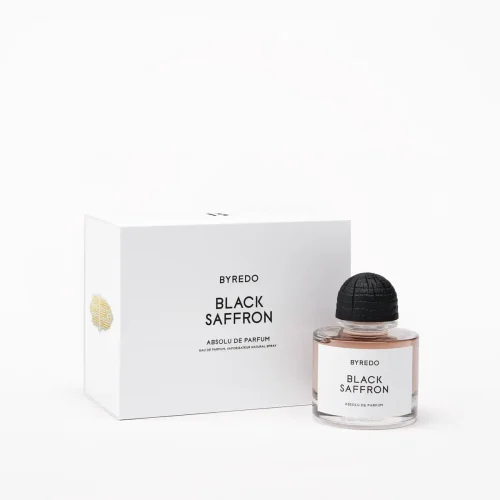 Byredo Black Saffron Absolu EDP unisex parfem – detalj bočice i elegantnog pakovanja mirisa