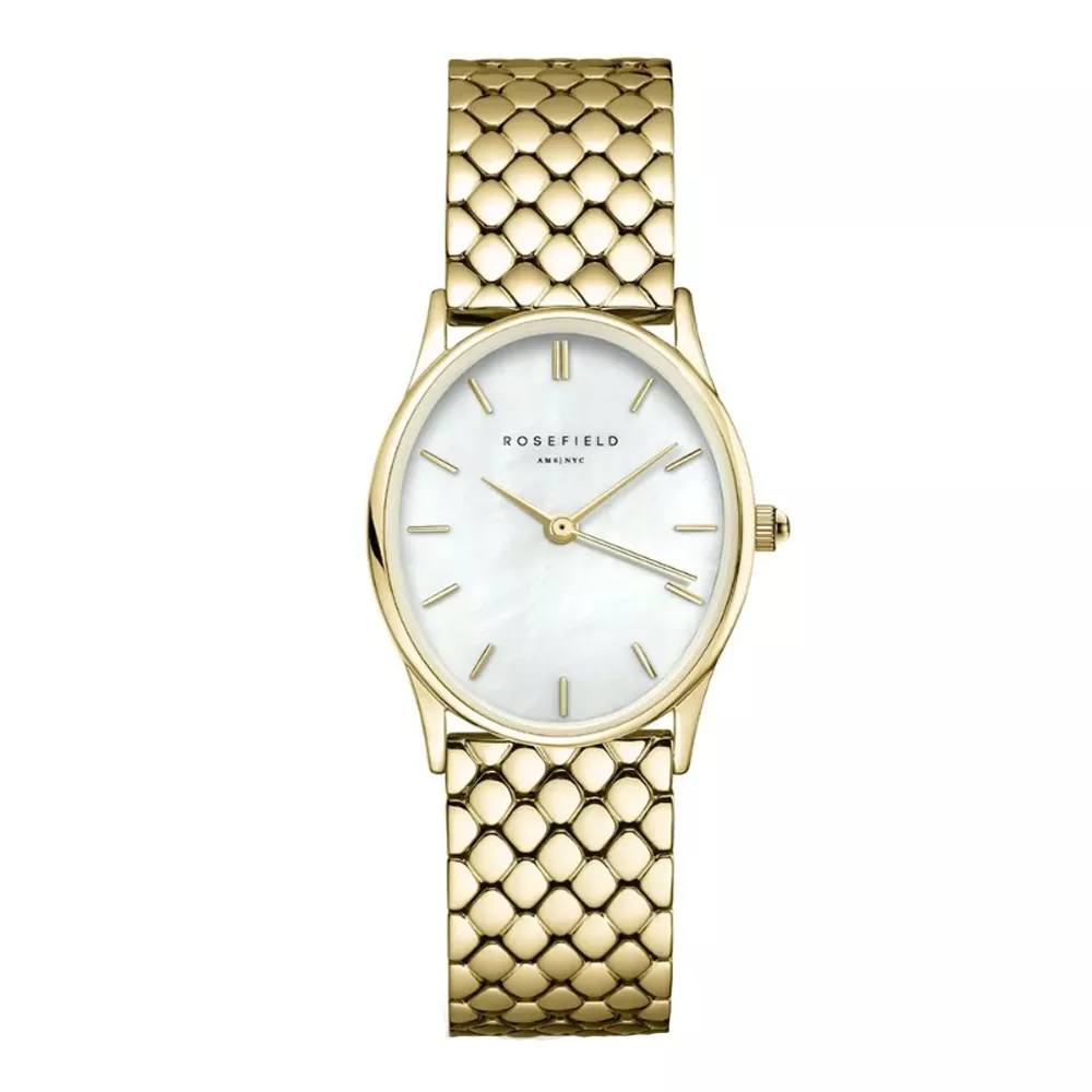 Rosefield OWGSG-OV01 Oval Pearl Gold ženski sat sa zlatnom čeličnom narukvicom