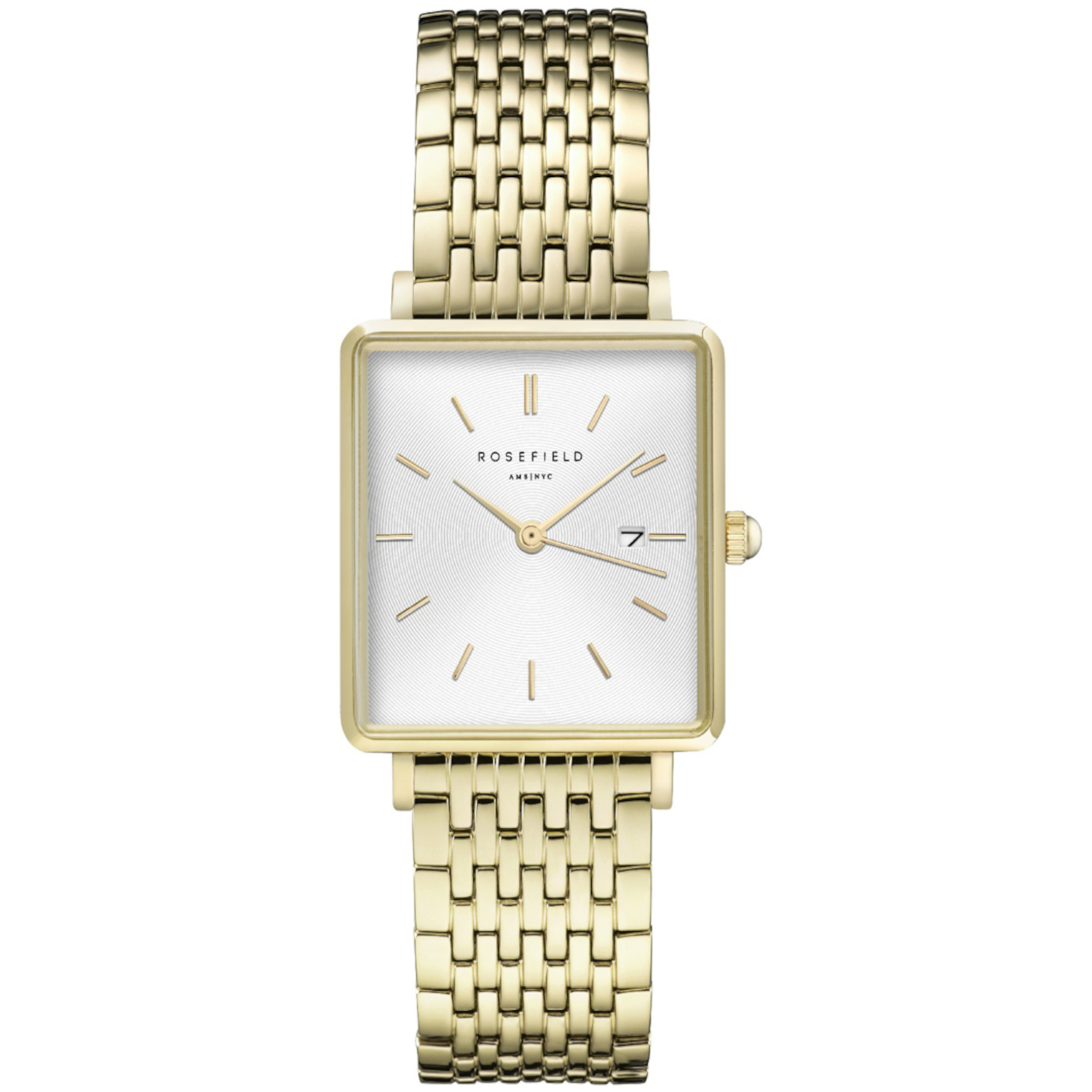 Rosefield QWSG-Q09 ženski sat Boxy Gold sa zlatnom metalnom narukvicom